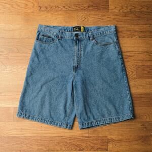 Vonde 90s Blue Denim Jean Shorts Sz 36 Loose Fit Y2K Skater Jorts Vintage Retro‎